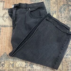 Abercrombie black faded jean skirt midi denim 18/34 high rise